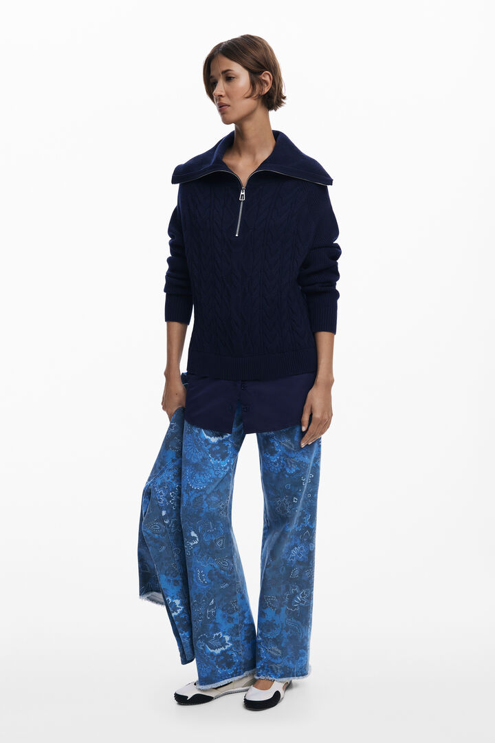 Jersei combinat vuitades cremallera | Desigual
