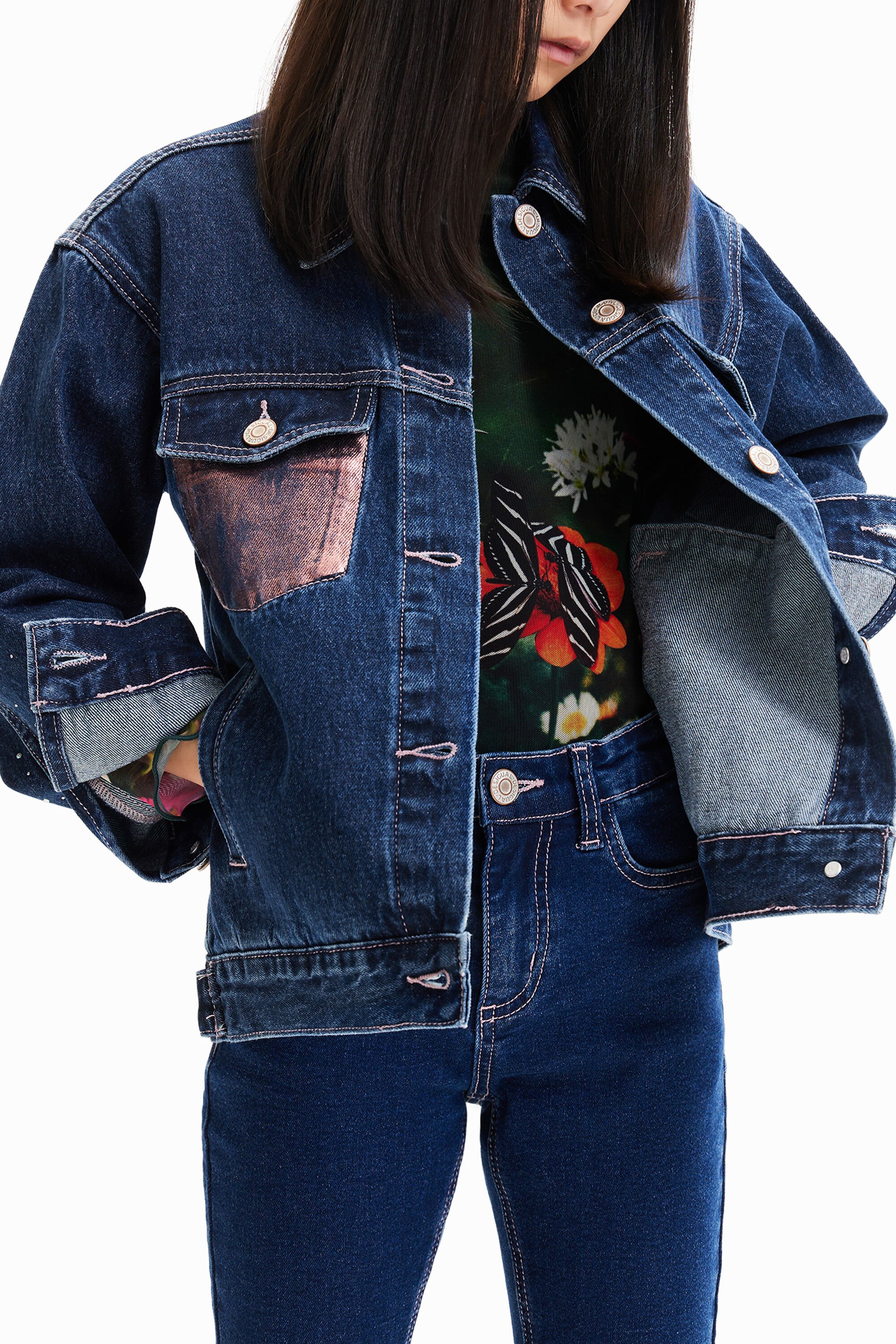 Cazadora vaquera niña desigual on sale