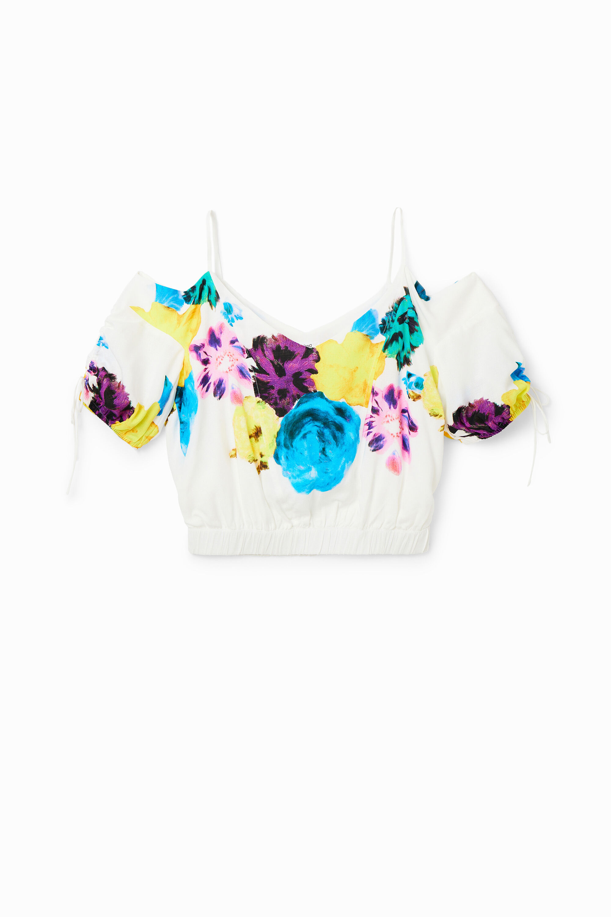 Kurze Bluse Raffung Blumen M.Christian Lacroix