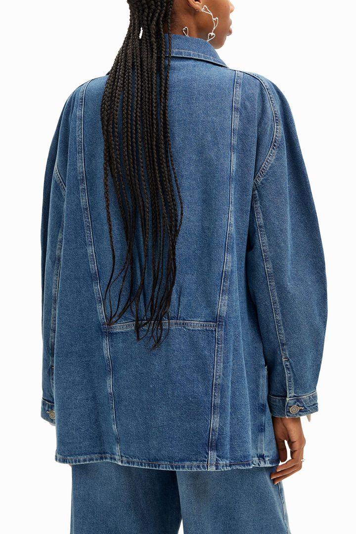 Chaqueta denim efecto rayado y cuello en V | Desigual
