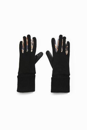 Handschuhe aus 2 Materialien Animal Print