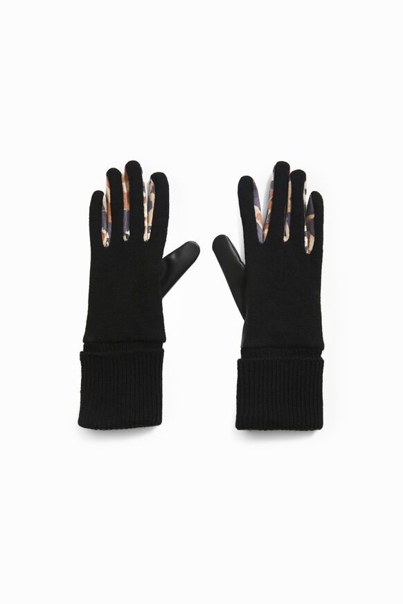 Handschoenen van twee stoffen met animal patch | Desigual