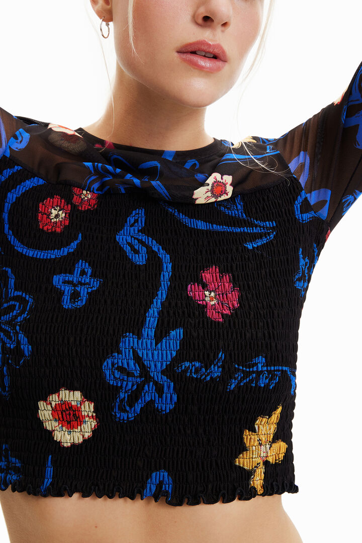 Camiseta slim corta flores | Desigual