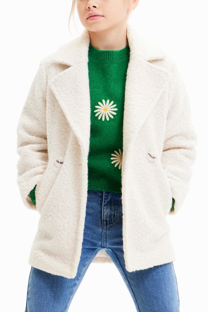 Double-breasted bouclé coat | Desigual