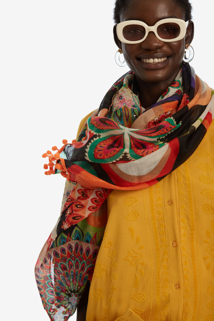 Rectangular afro print scarf | Desigual