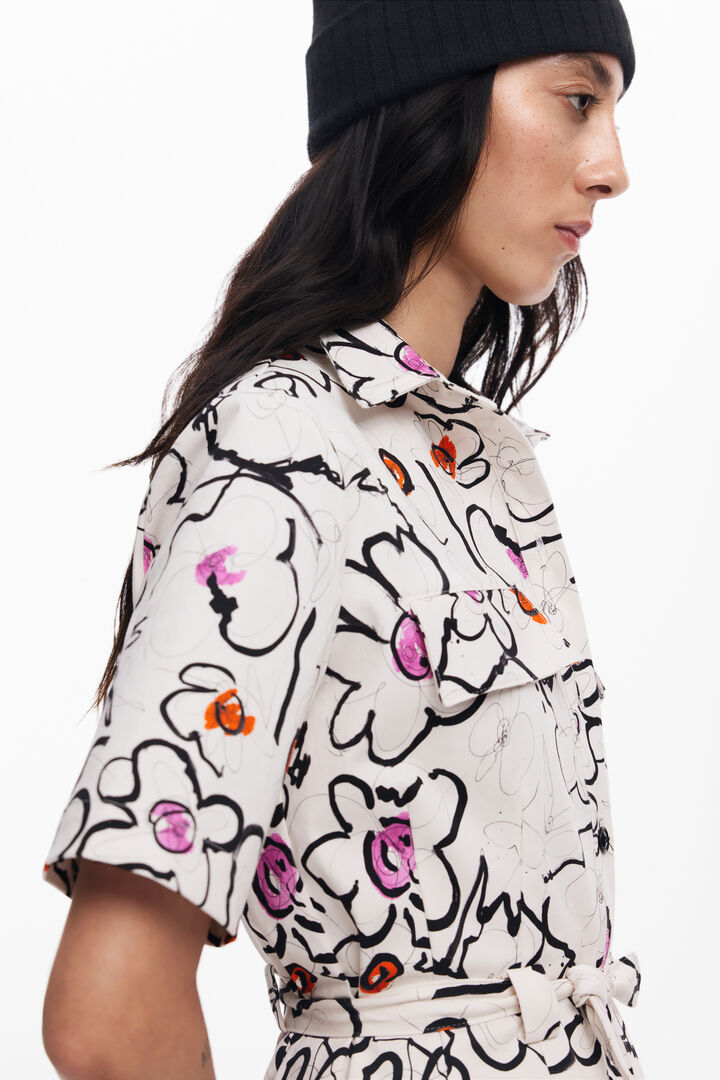 Dress with drawn flowers | Desigual