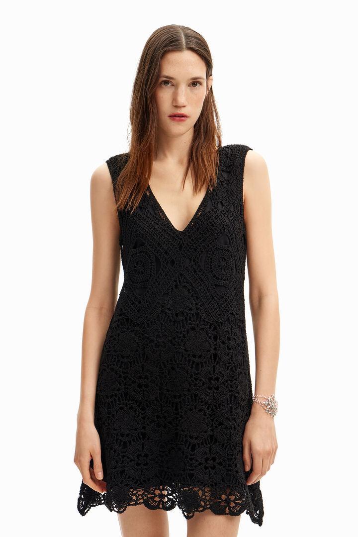 Vestido corto crochet | Desigual