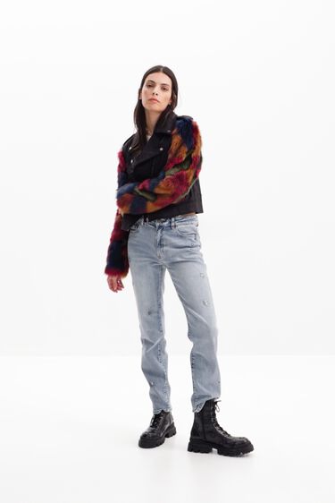 Caçadora biker efecte pèl | Desigual