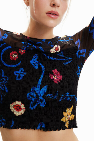 花柄 スリムショートTシャツ | Desigual