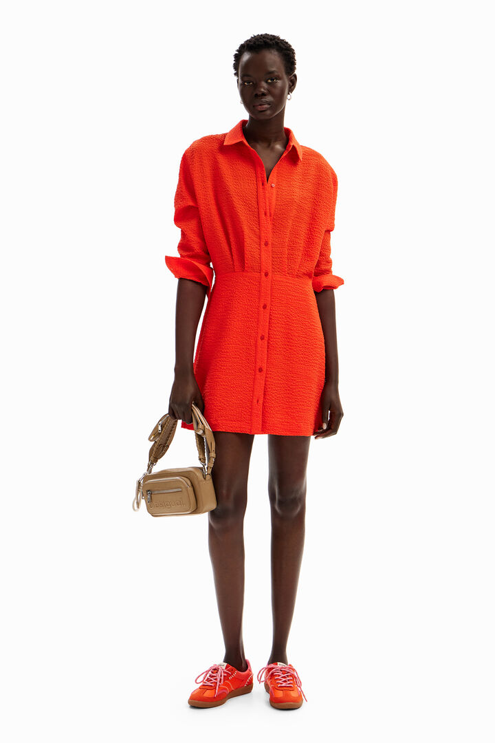 Short textured shirt dress | Desigual