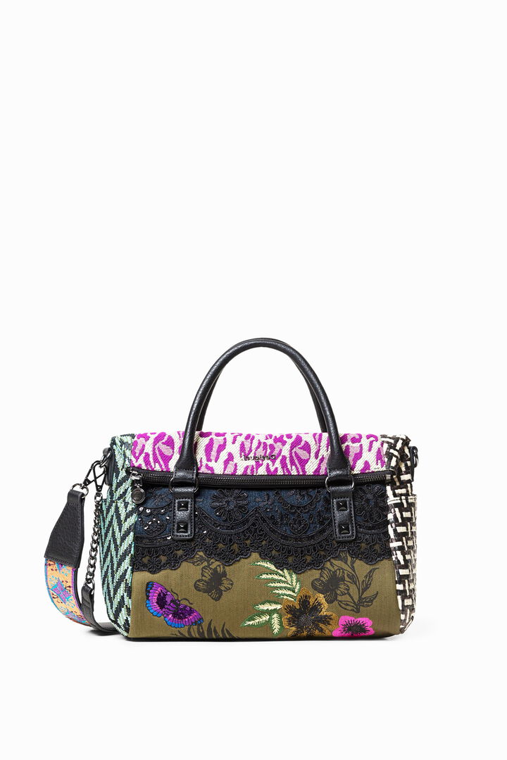 Tasche mit Stoff- und Textur-Patches und Verschlussklappe | Desigual