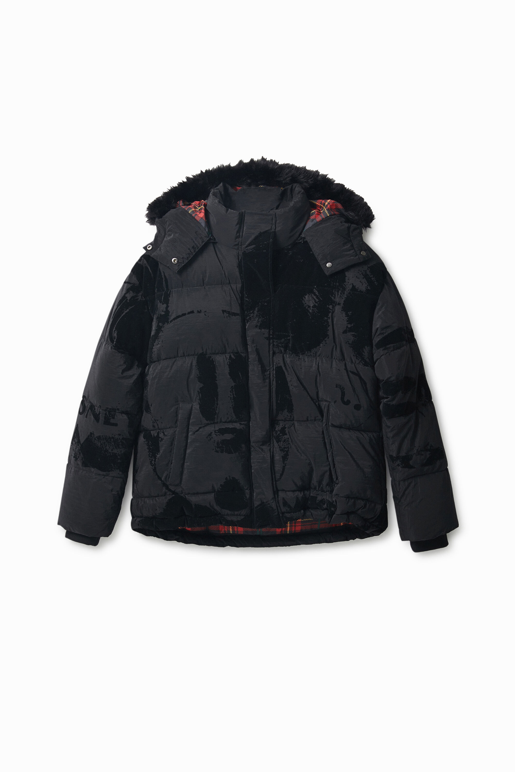 Desigual Graphic Quilted Jacket In Black