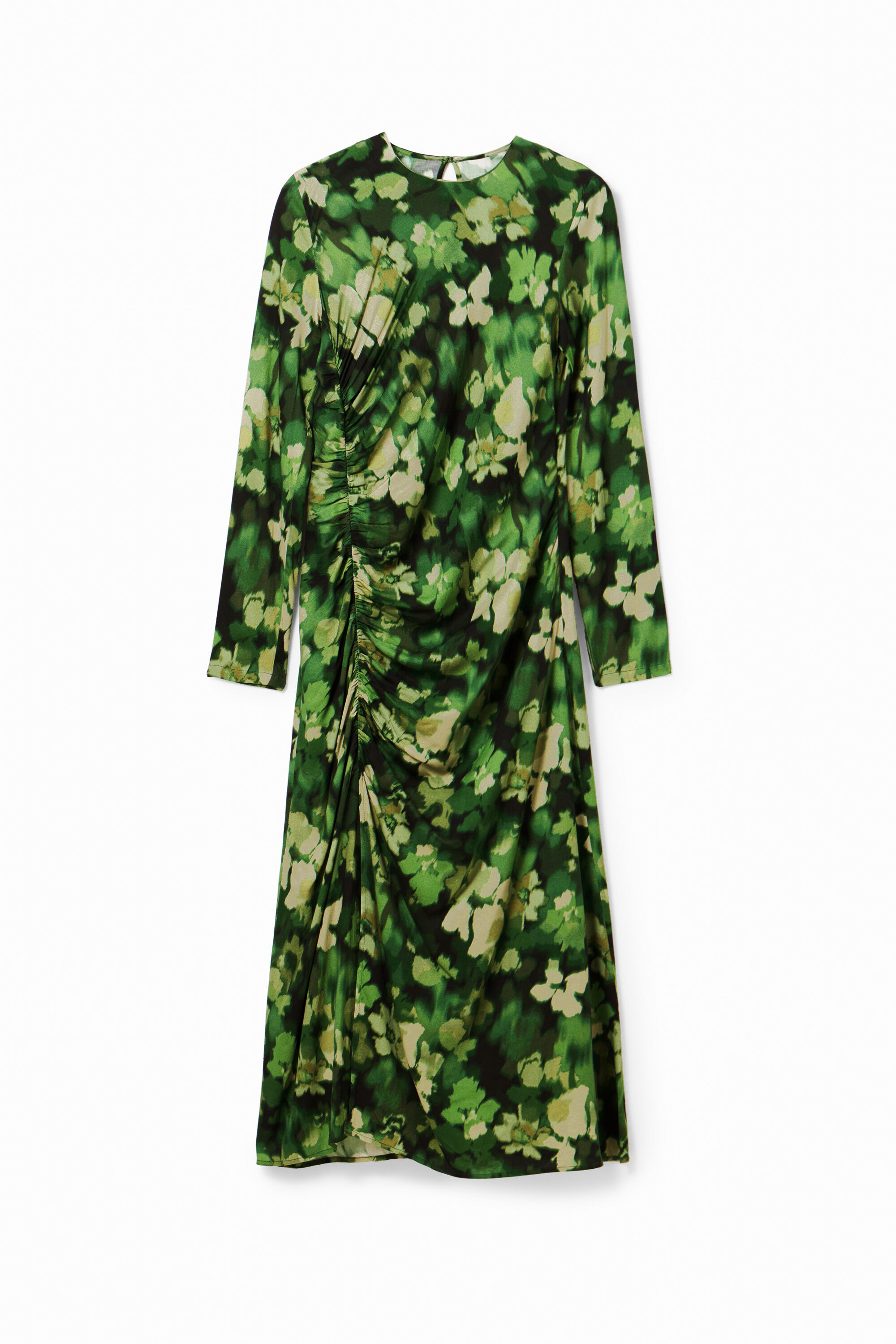 Vestido midi fruncido - GREEN - XL