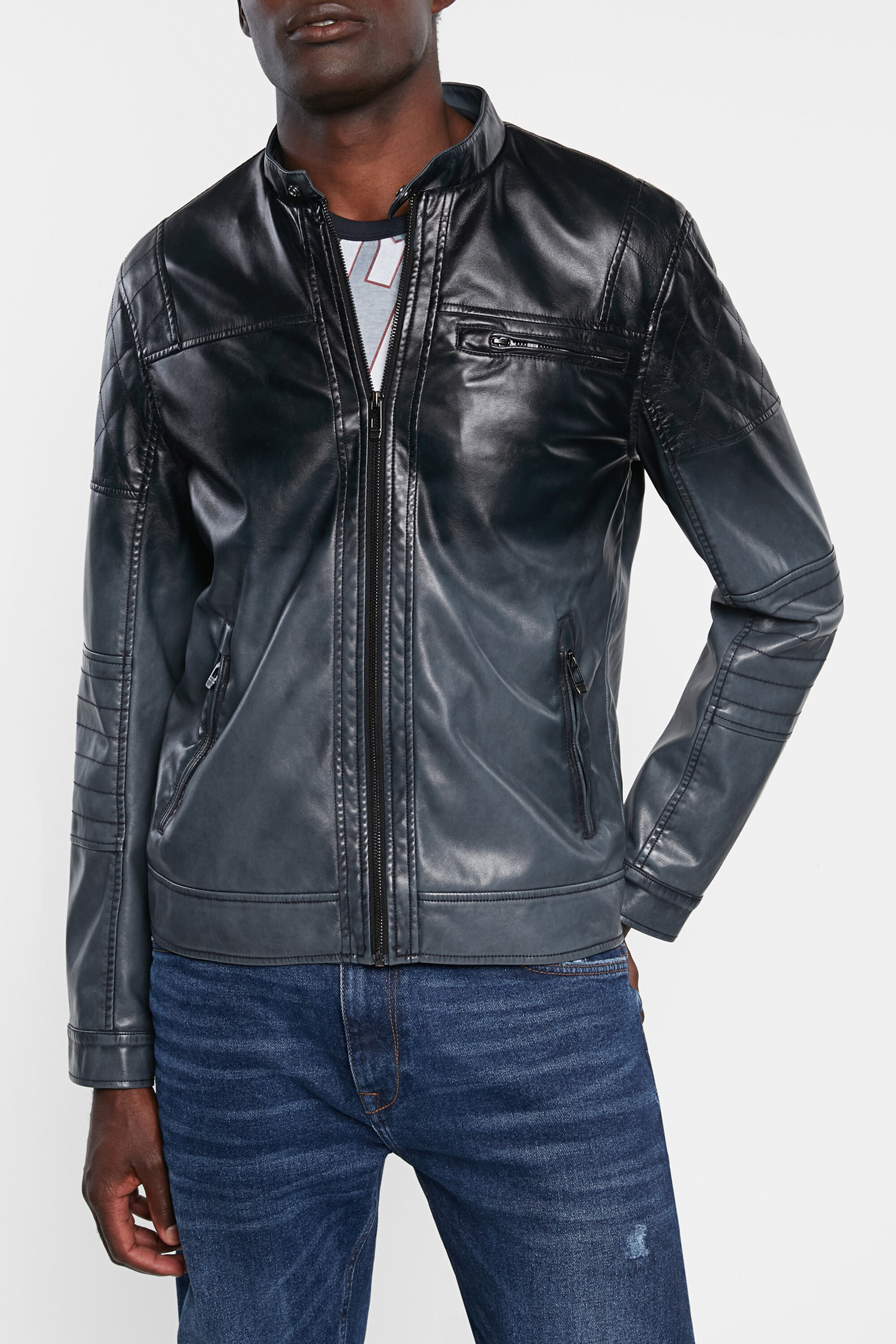leather effect biker jacket
