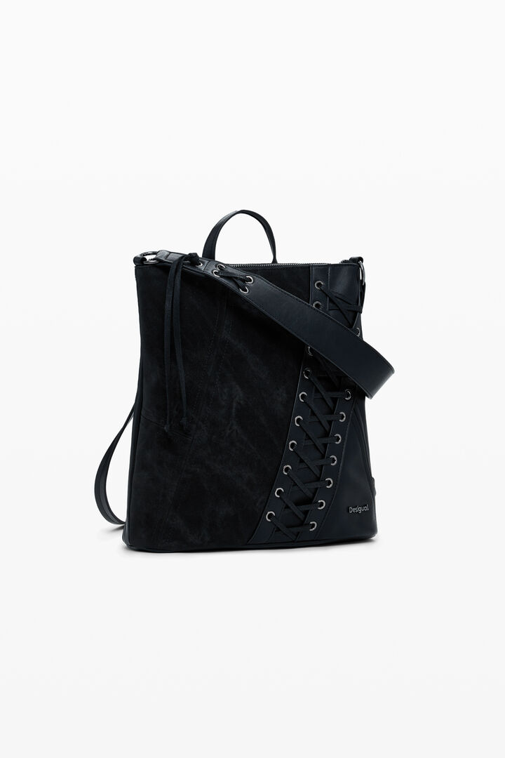 Mochila efecto piel corsé pequeña | Desigual
