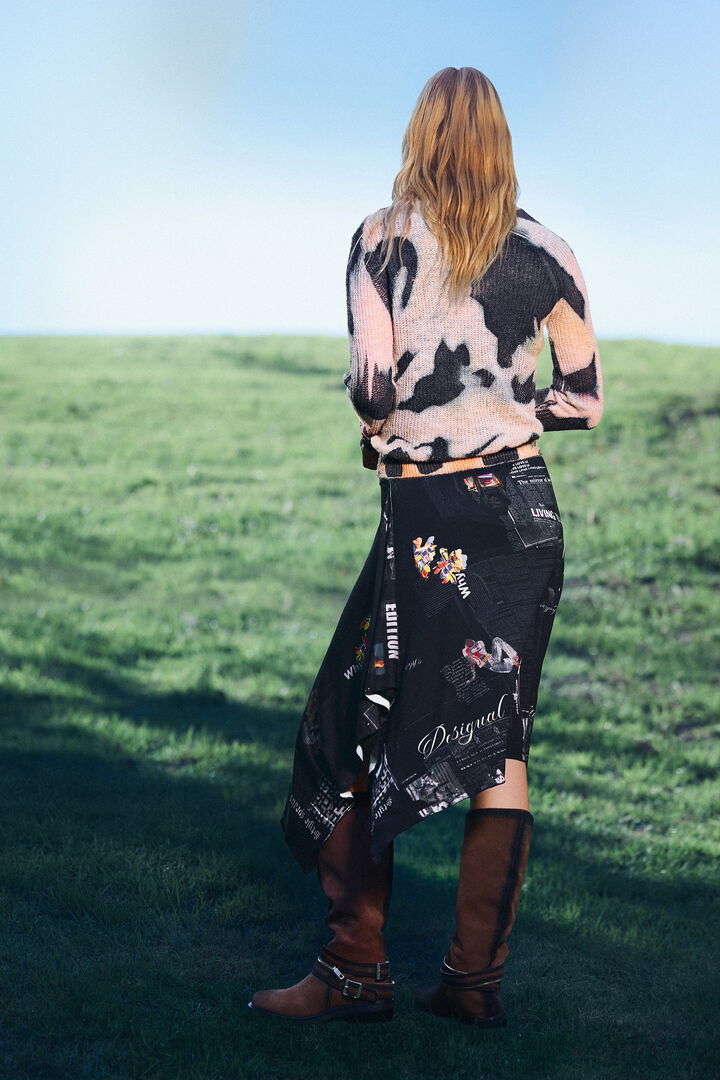 newspaper A-line skirt