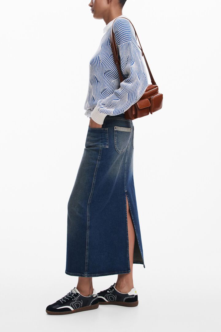 Denim midi skirt