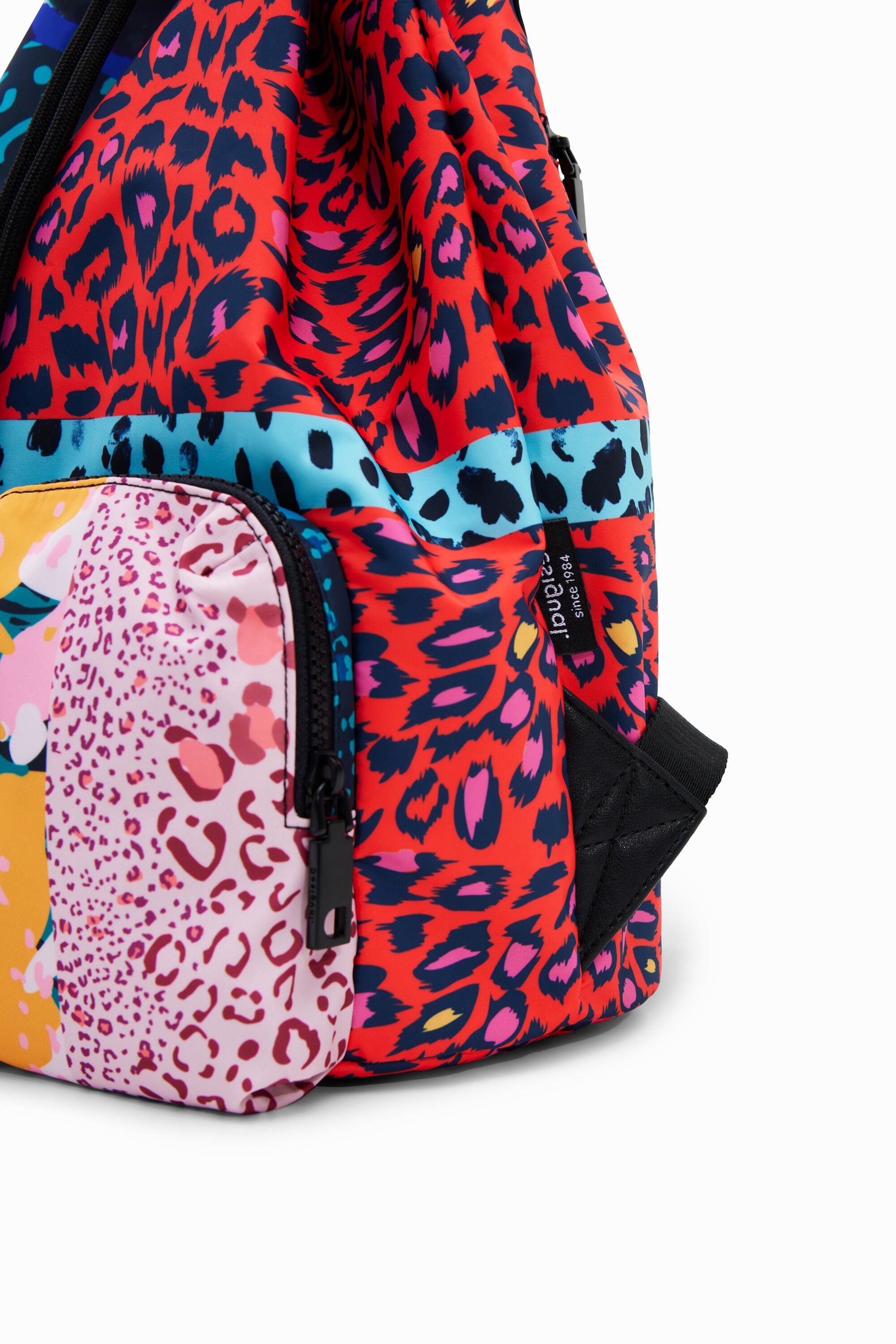 Large patchwork animal print backpack