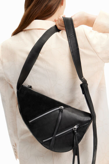 Midsize zips leather bag | Desigual