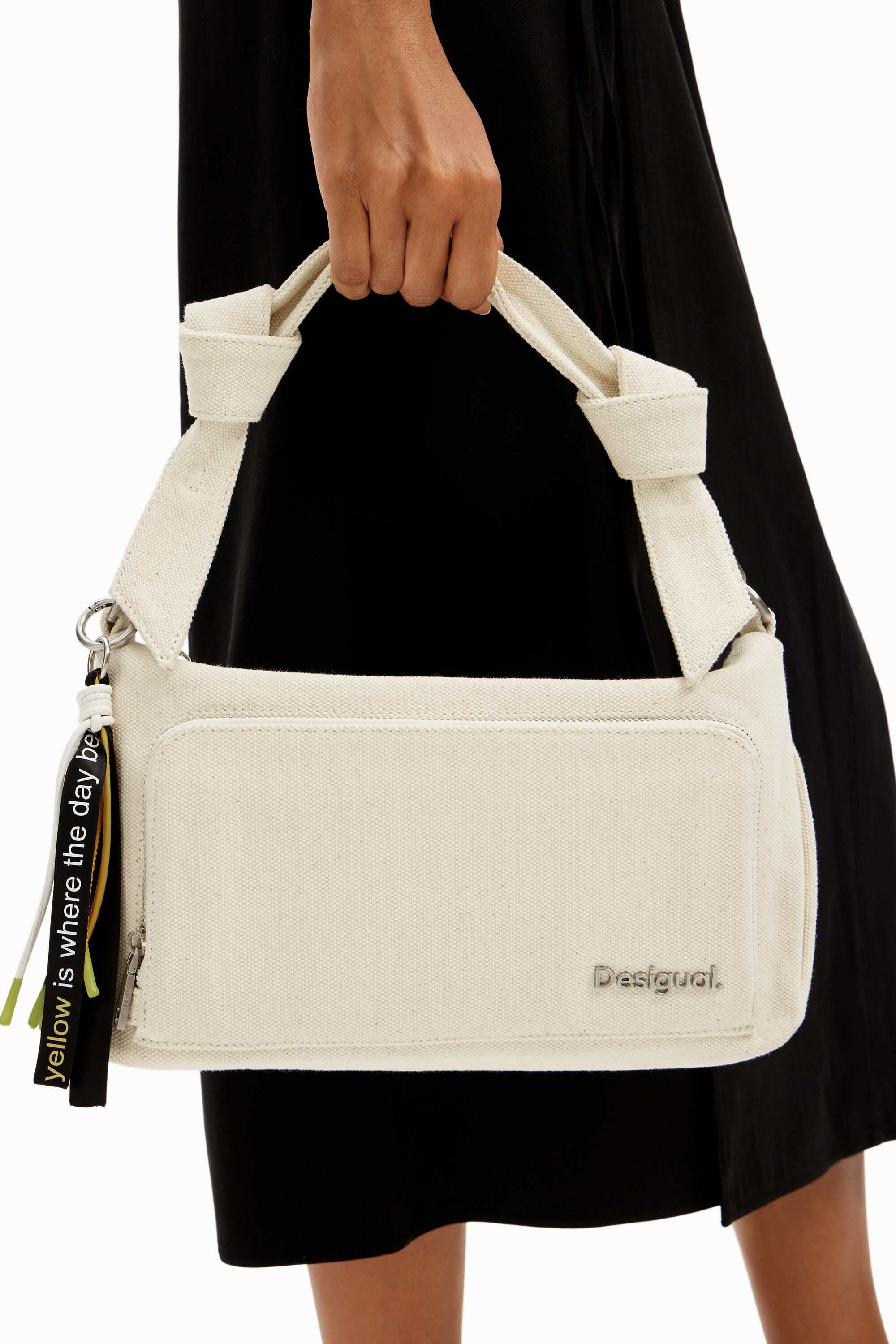 M plain canvas crossbody bag