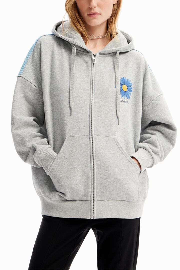 Oversize daisy zip hoodie | Desigual