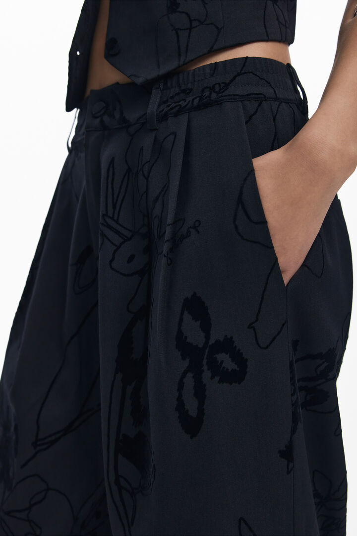 Flocked floral pants | Desigual