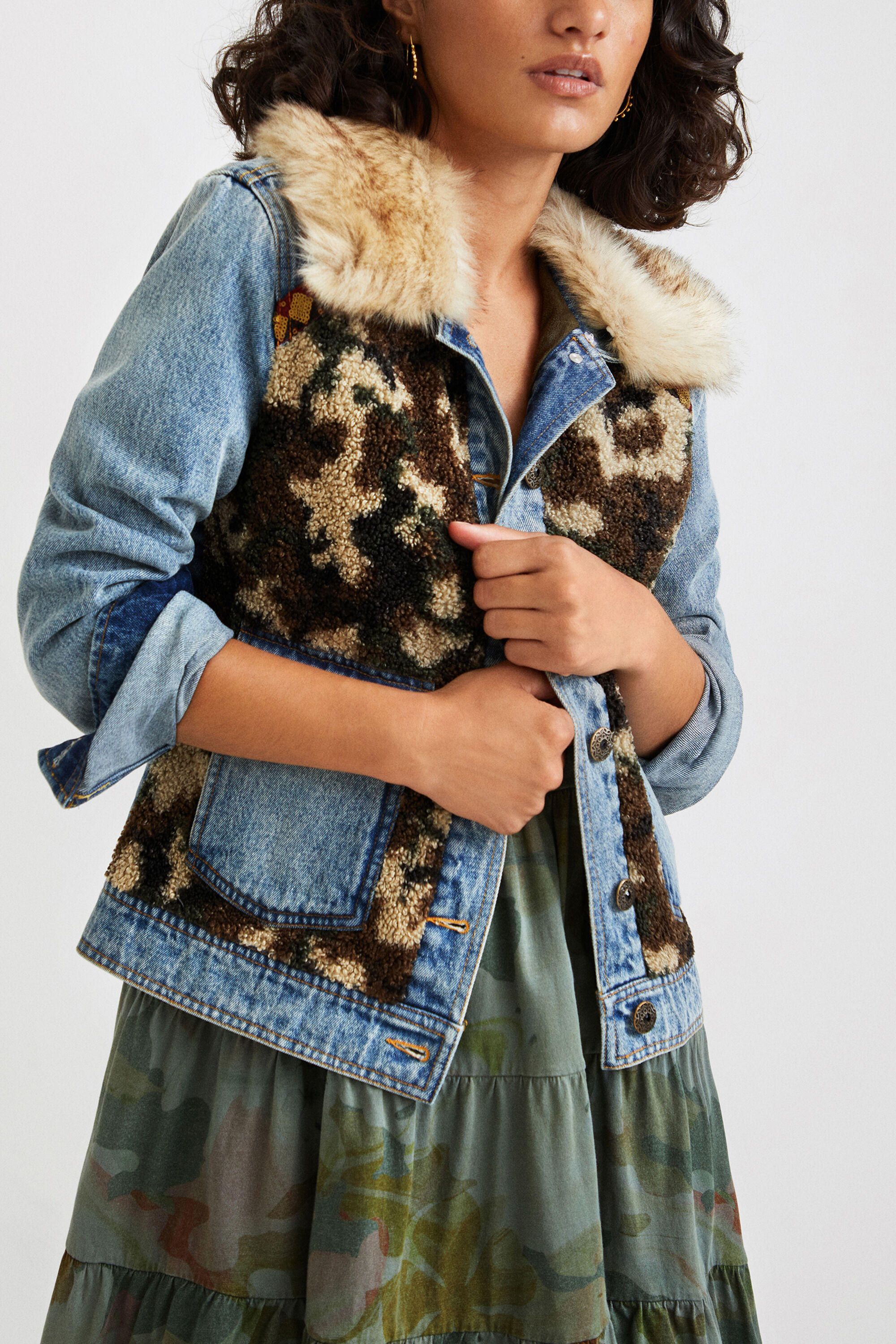 Desigual denim jacket sale clearance