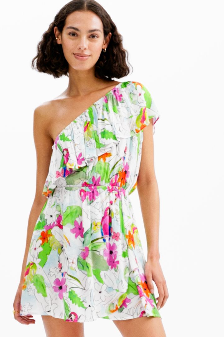Vestido corto asimétrico tropical | Desigual
