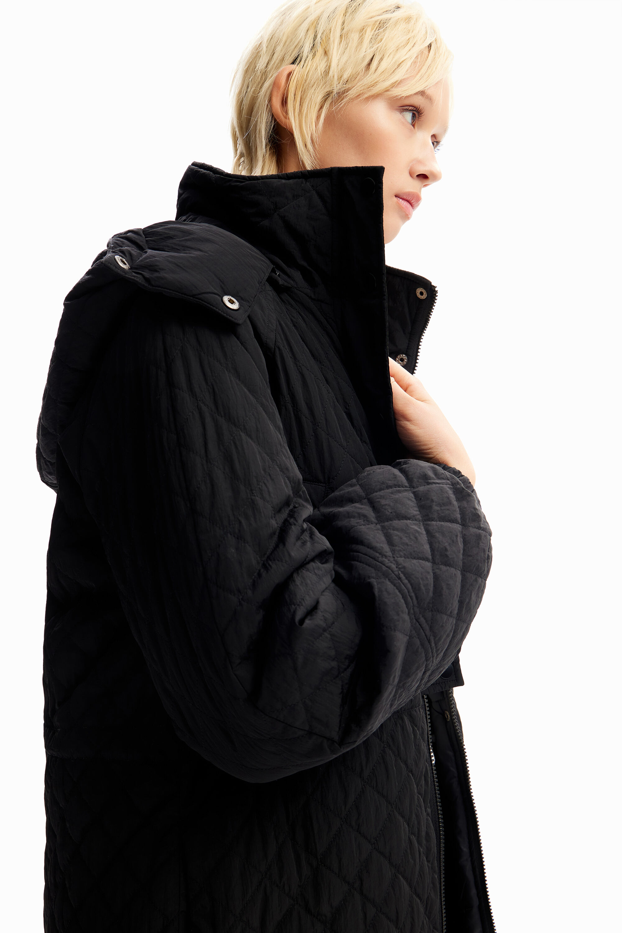 DESIGUAL PUFF-SLEEVE QUILTED COAT