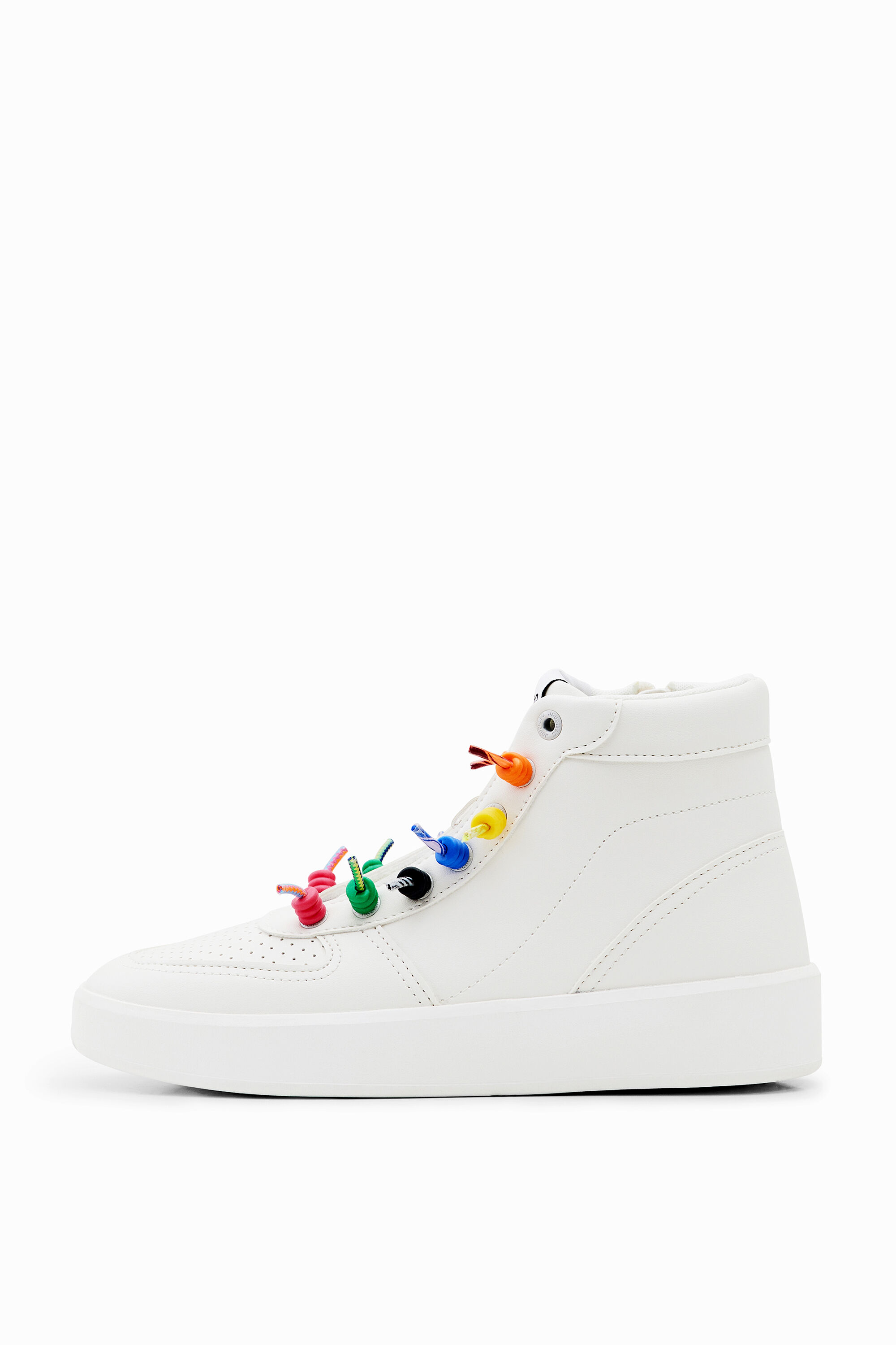 Rainbow lace high-top sneakers - WHITE - 39