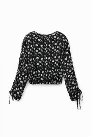 Brusa curta frunzit flors | Desigual