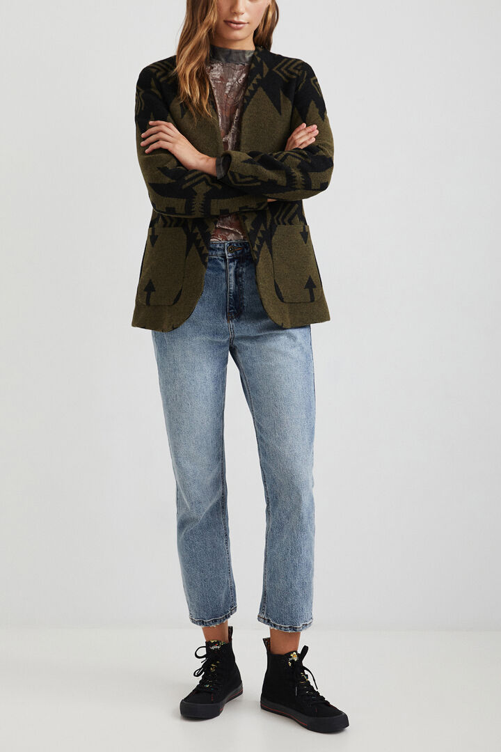 Slim wool print blazer | Desigual