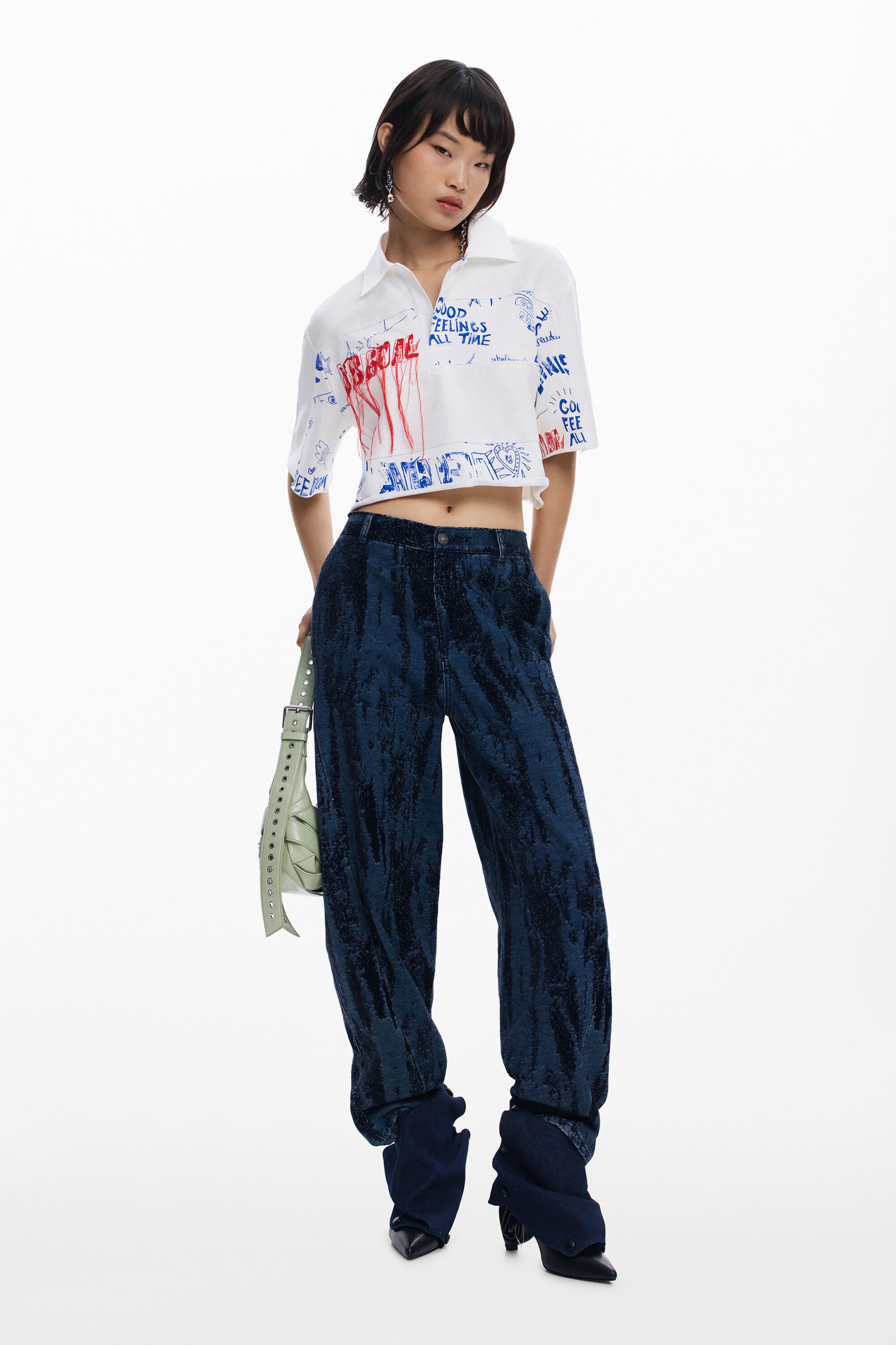 Crop polo T-shirt