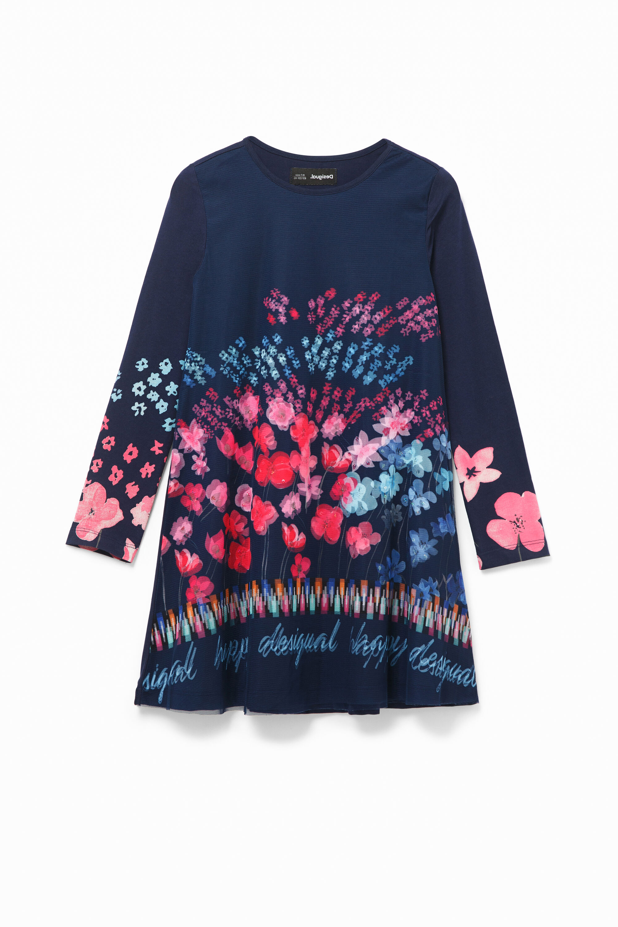 Cotton dress 3D flowers