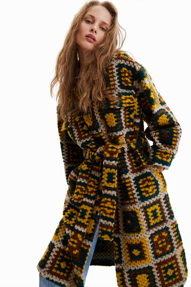クロシェ風 ロングコート | Desigual