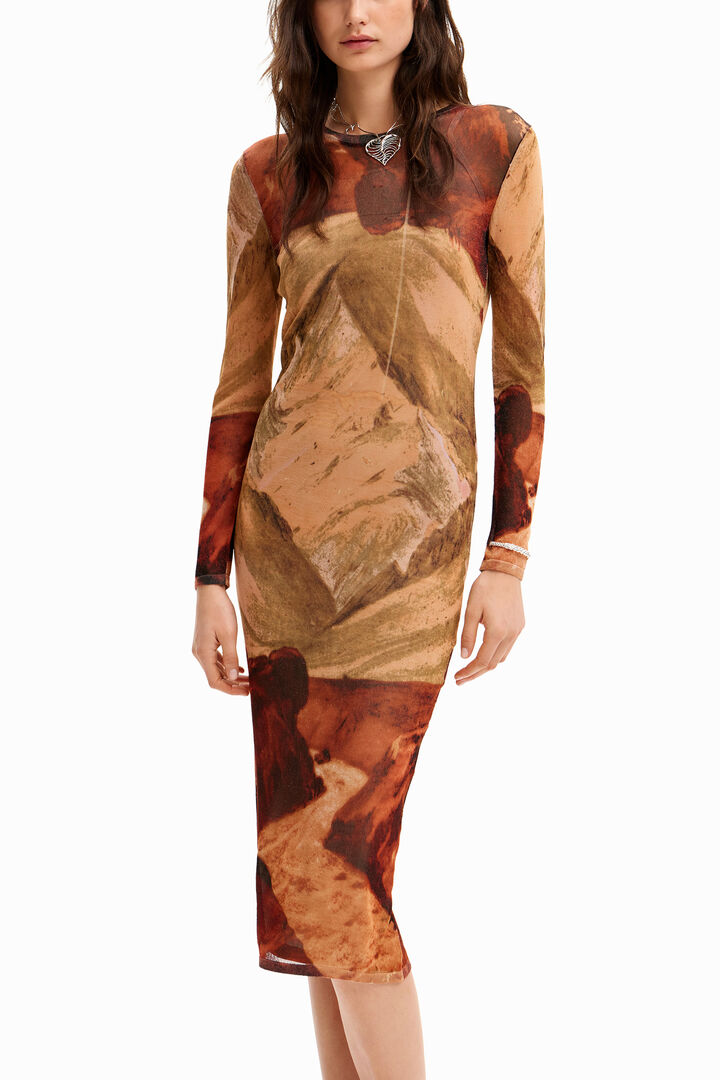 Robe midi maille paysage | Desigual