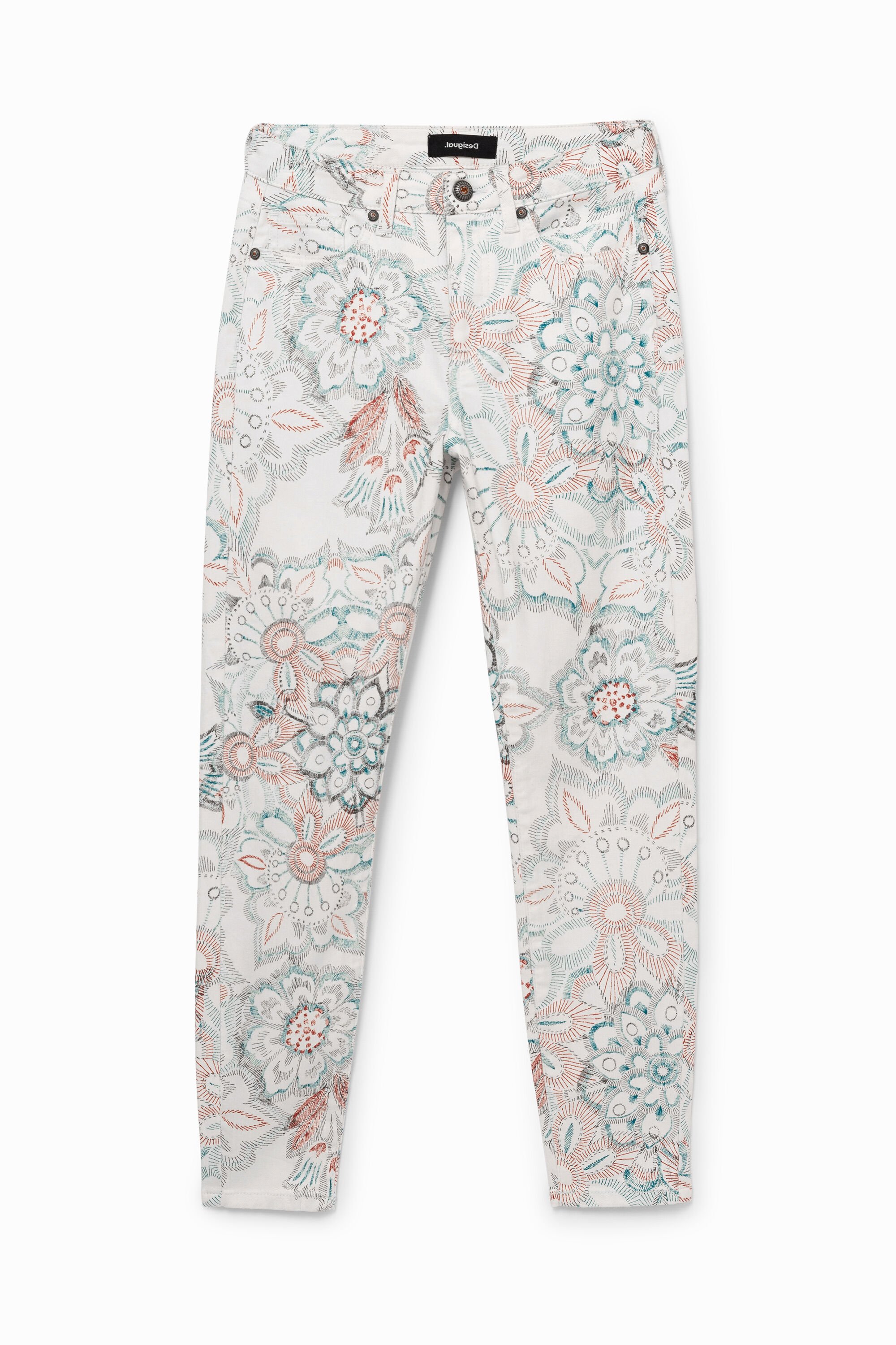 Blumige Skinny Jeans