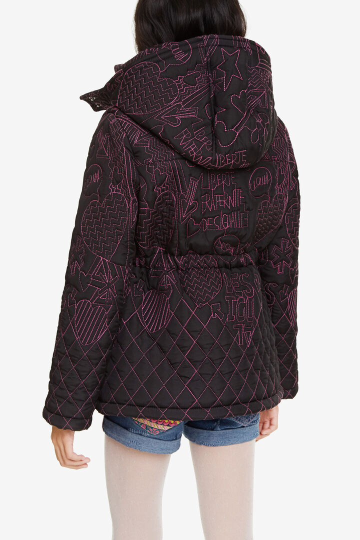 Short embroidered down hood | Desigual