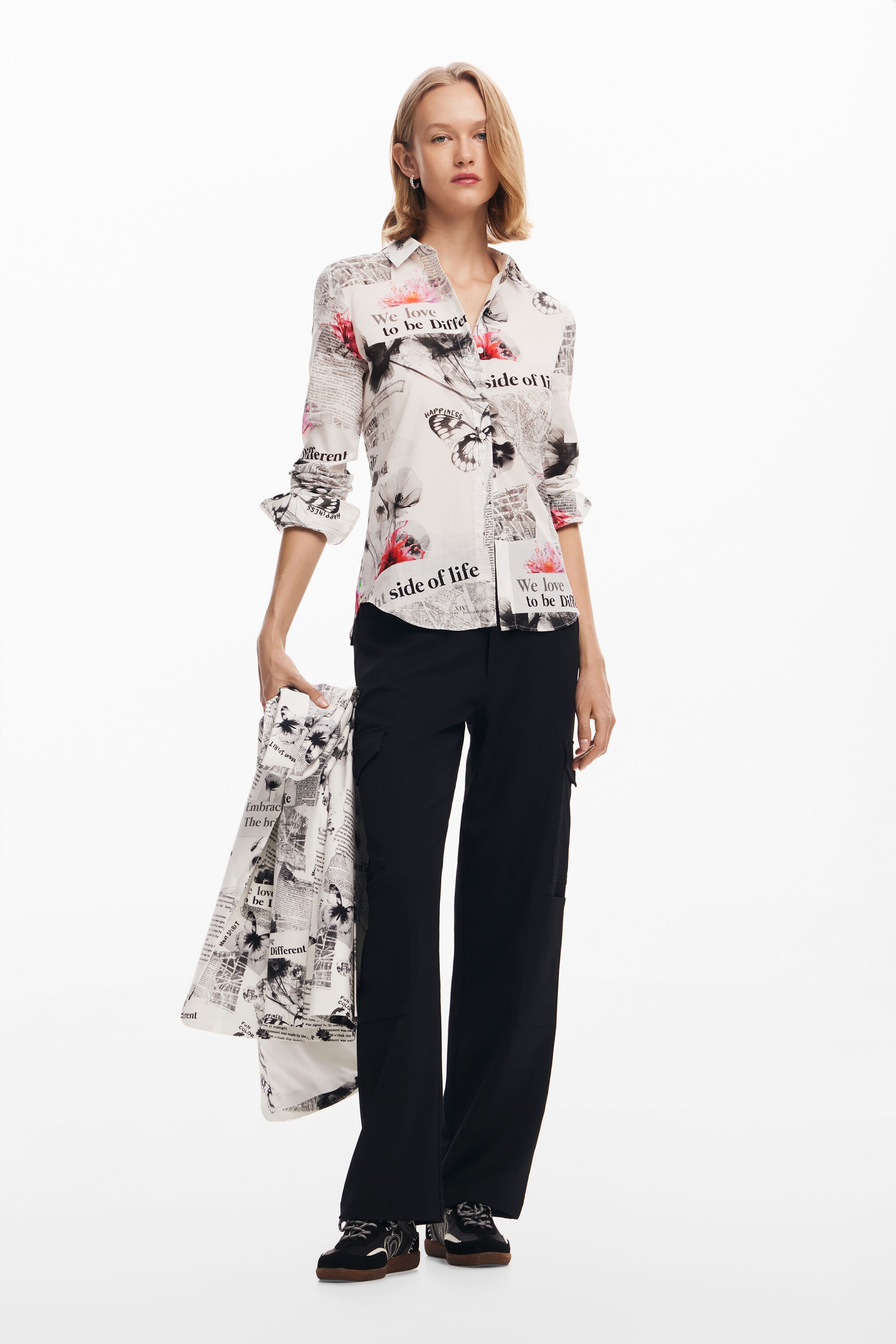 Chemise texte fleurs pour femme I Desigual