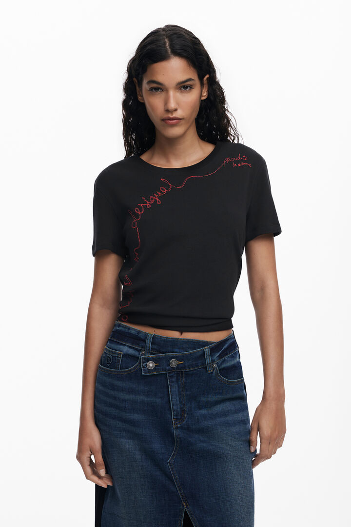 Combined denim midi skirt | Desigual
