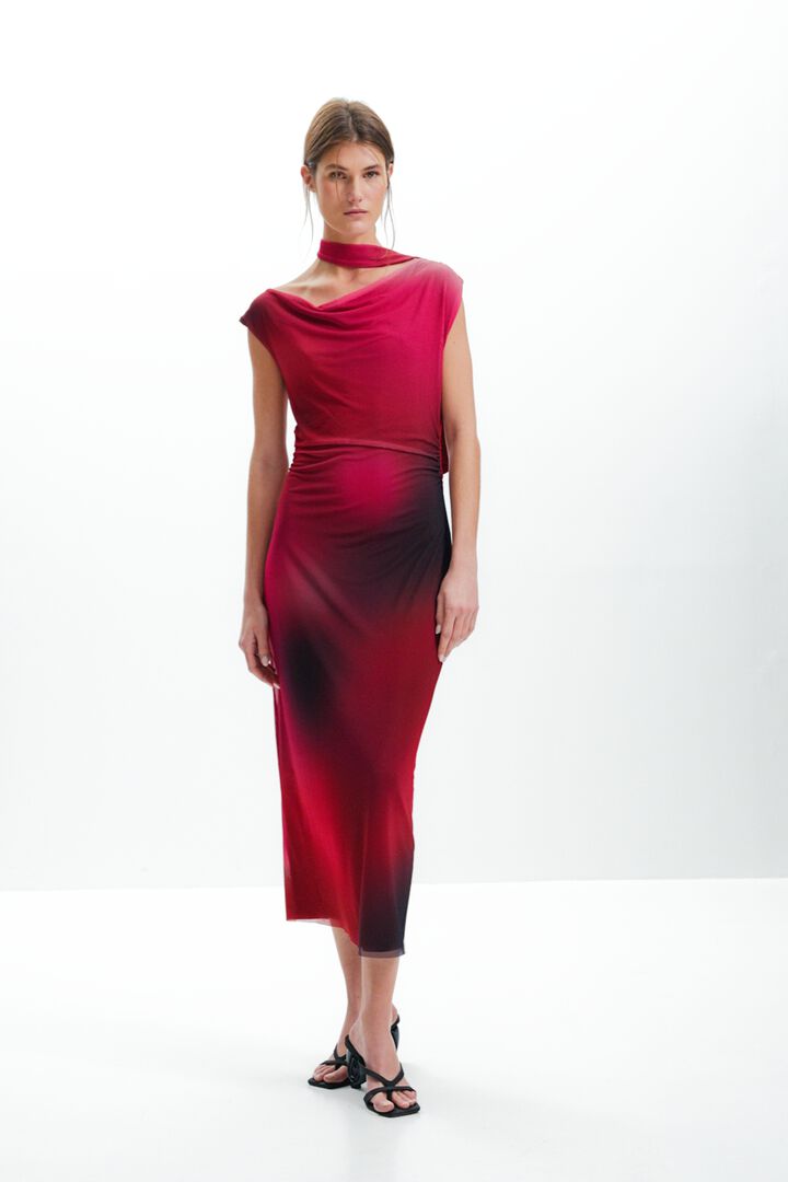 Asymmetric draped dress | Desigual