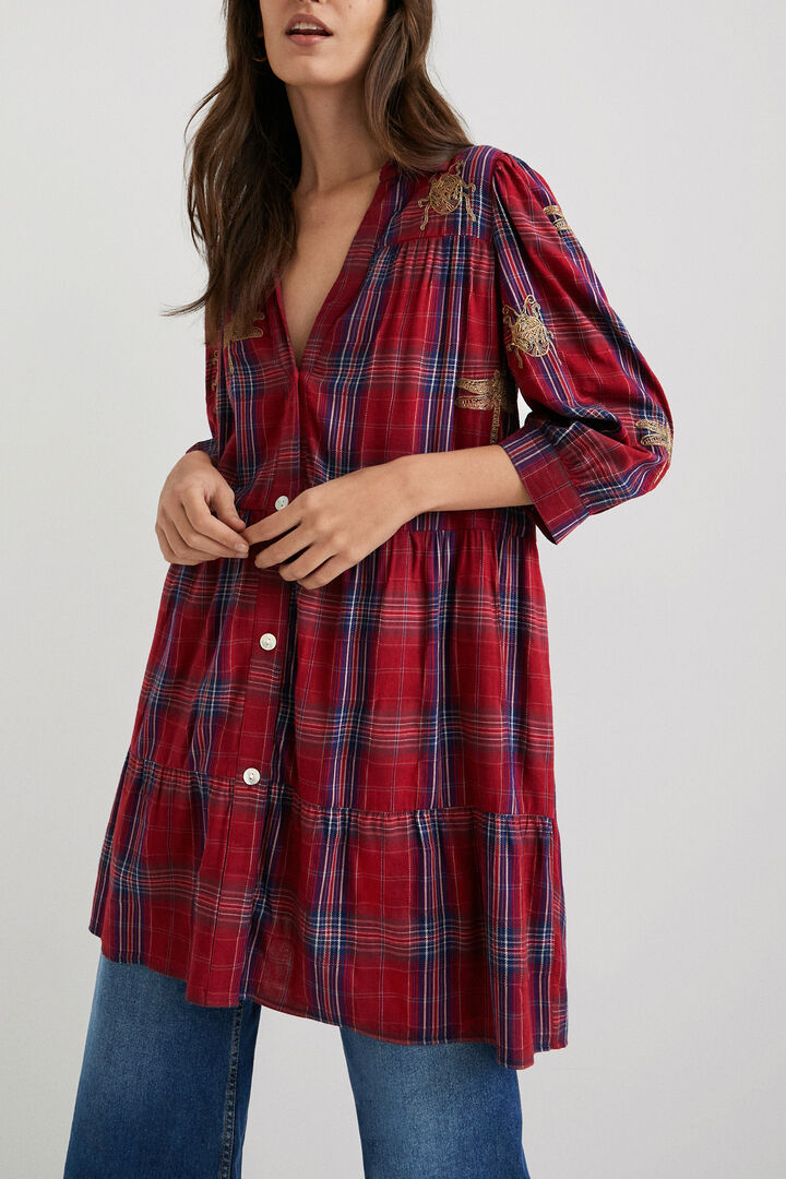 Robe chemise courte tartan | Desigual