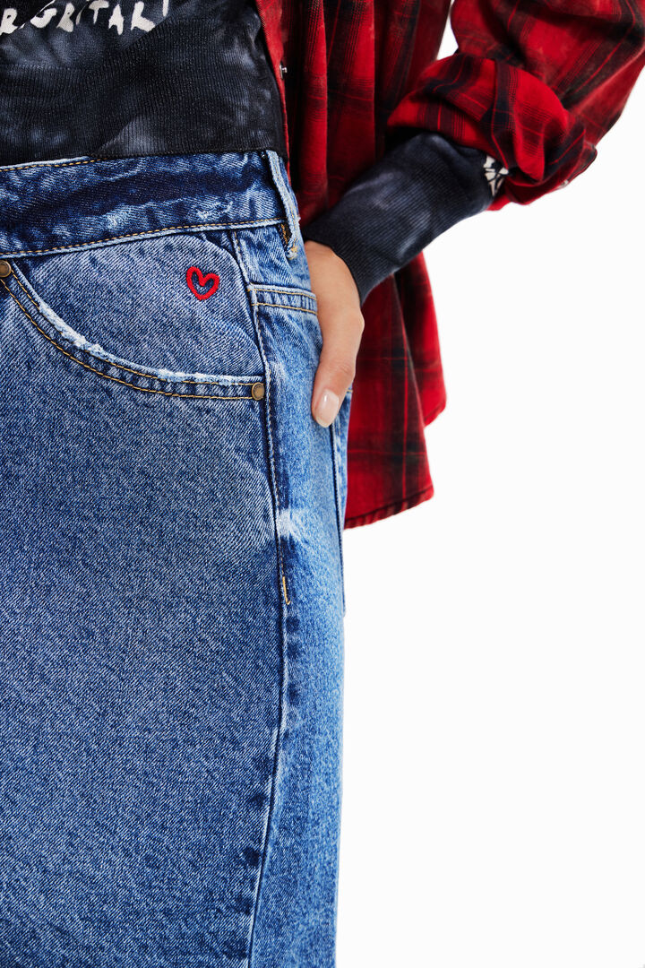 Criss-cross waist denim mini skirt | Desigual
