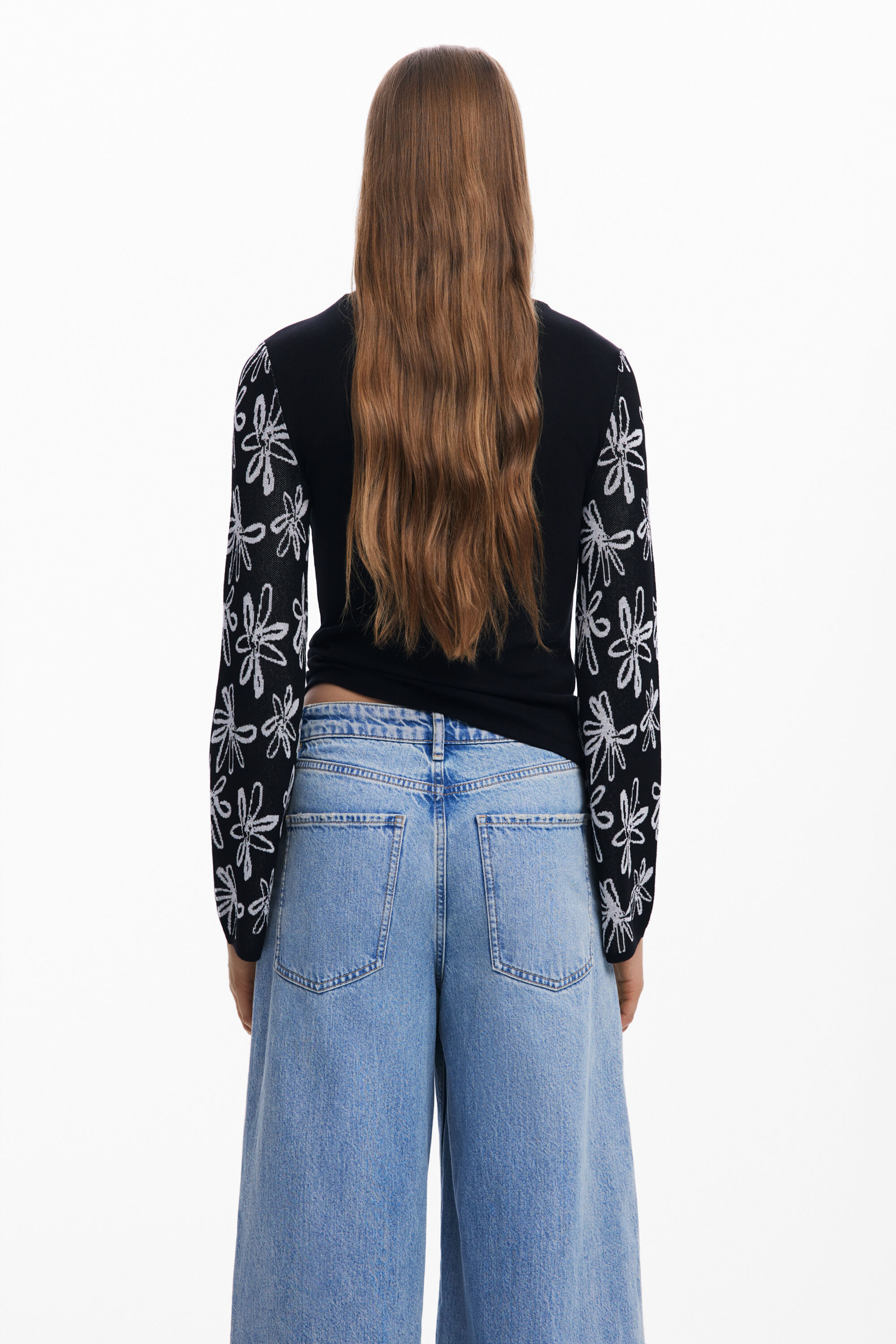 Desigual Chic High Neck Sweater With Contrast Details In Black