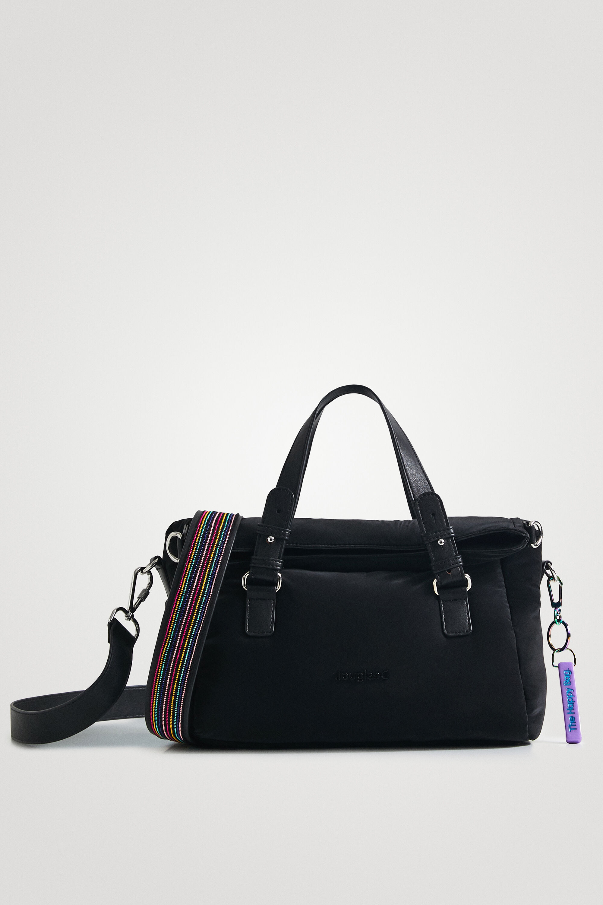 Desigual Handbag Technical Fabric Solid Colour In Black