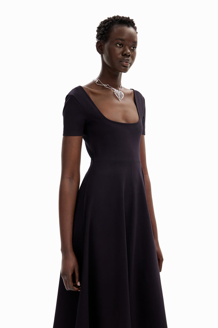 Short-sleeved solid-coloured midi dress | Desigual