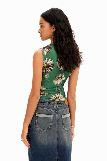 Ruched floral T-shirt | Desigual
