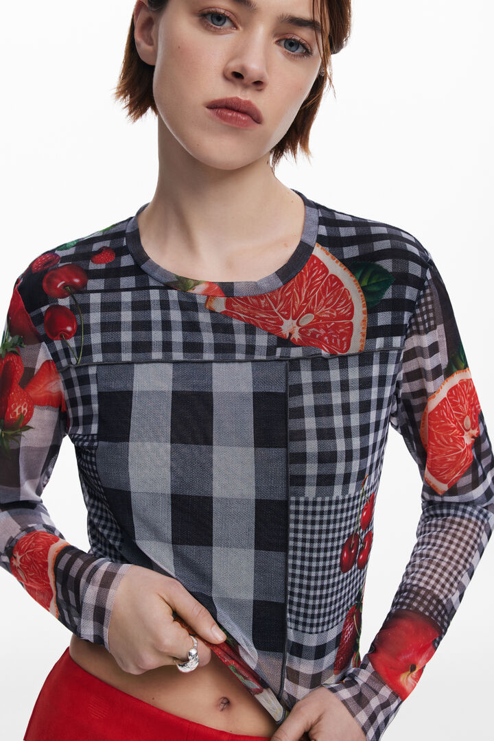 Vichy tulle fruit T-shirt | Desigual
