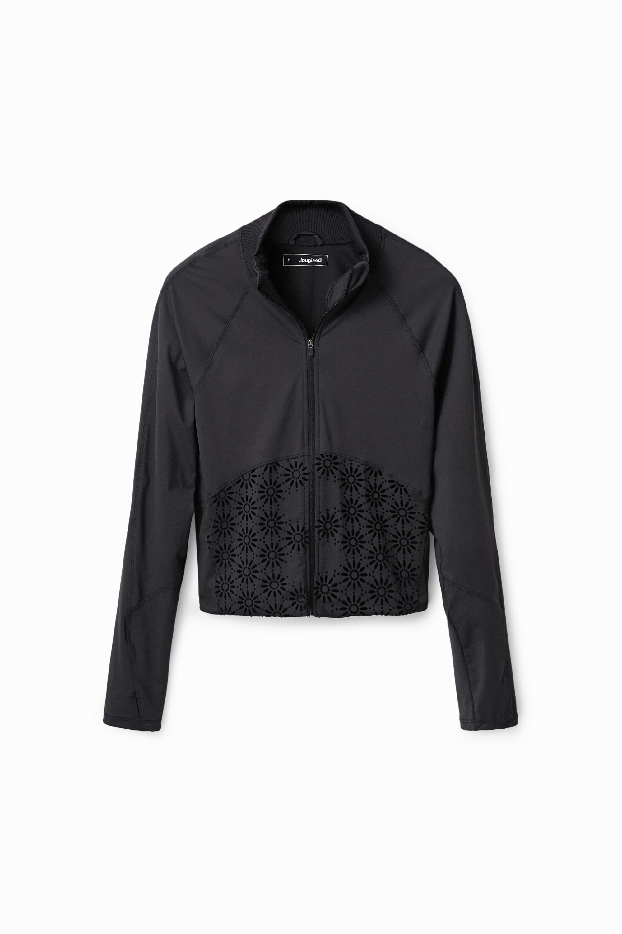 Desigual Hardloopjack met gevlokte bloemen - BLACK