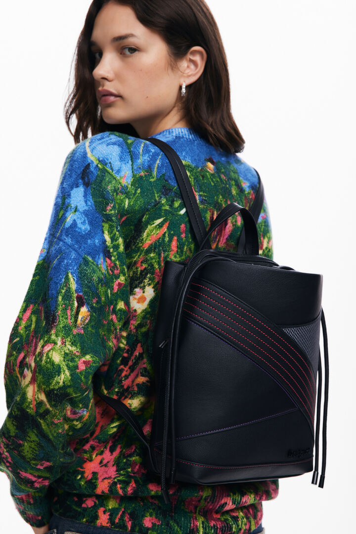 Medium backpack with topstitching | Desigual